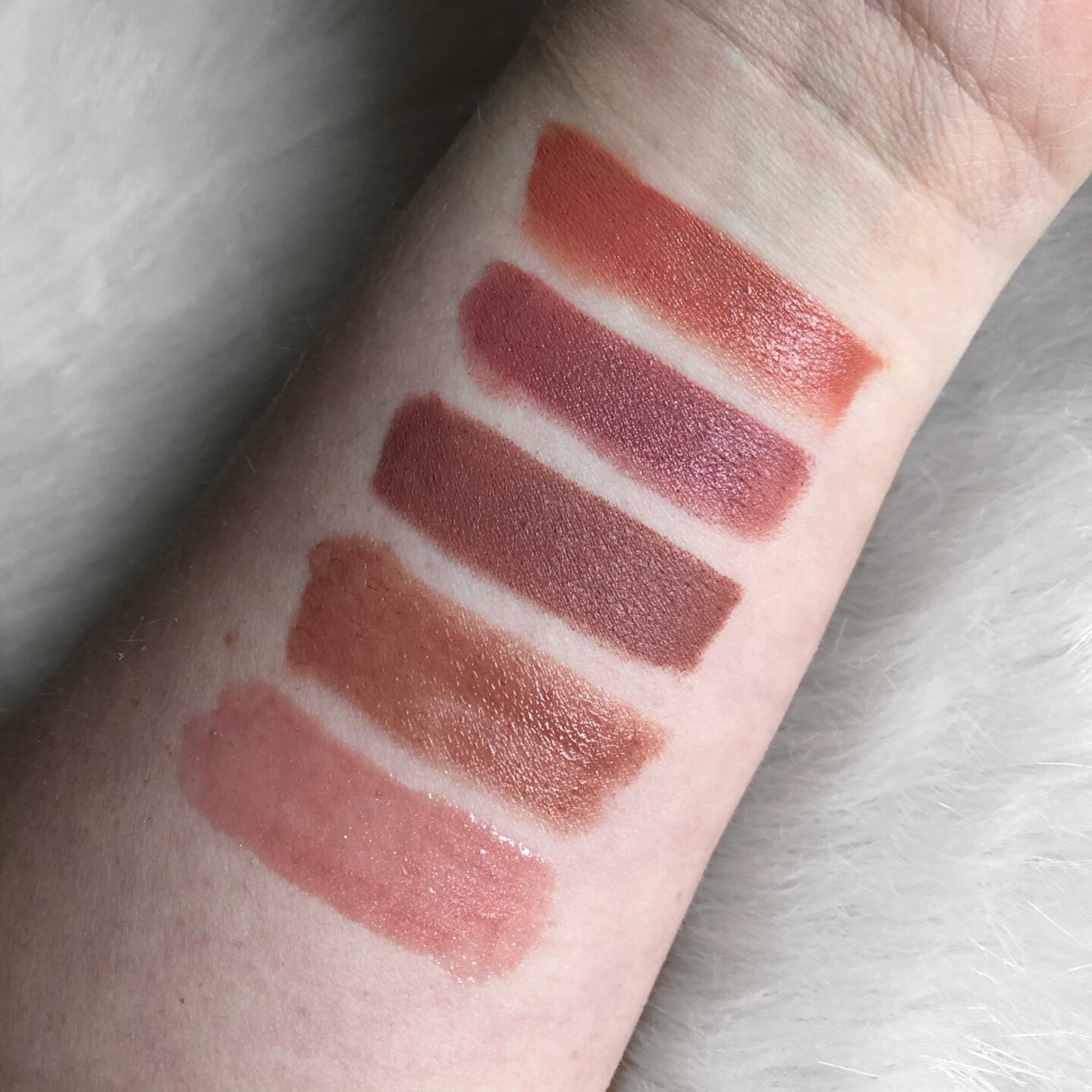 Swatches of Everyday Nude Lipsticks