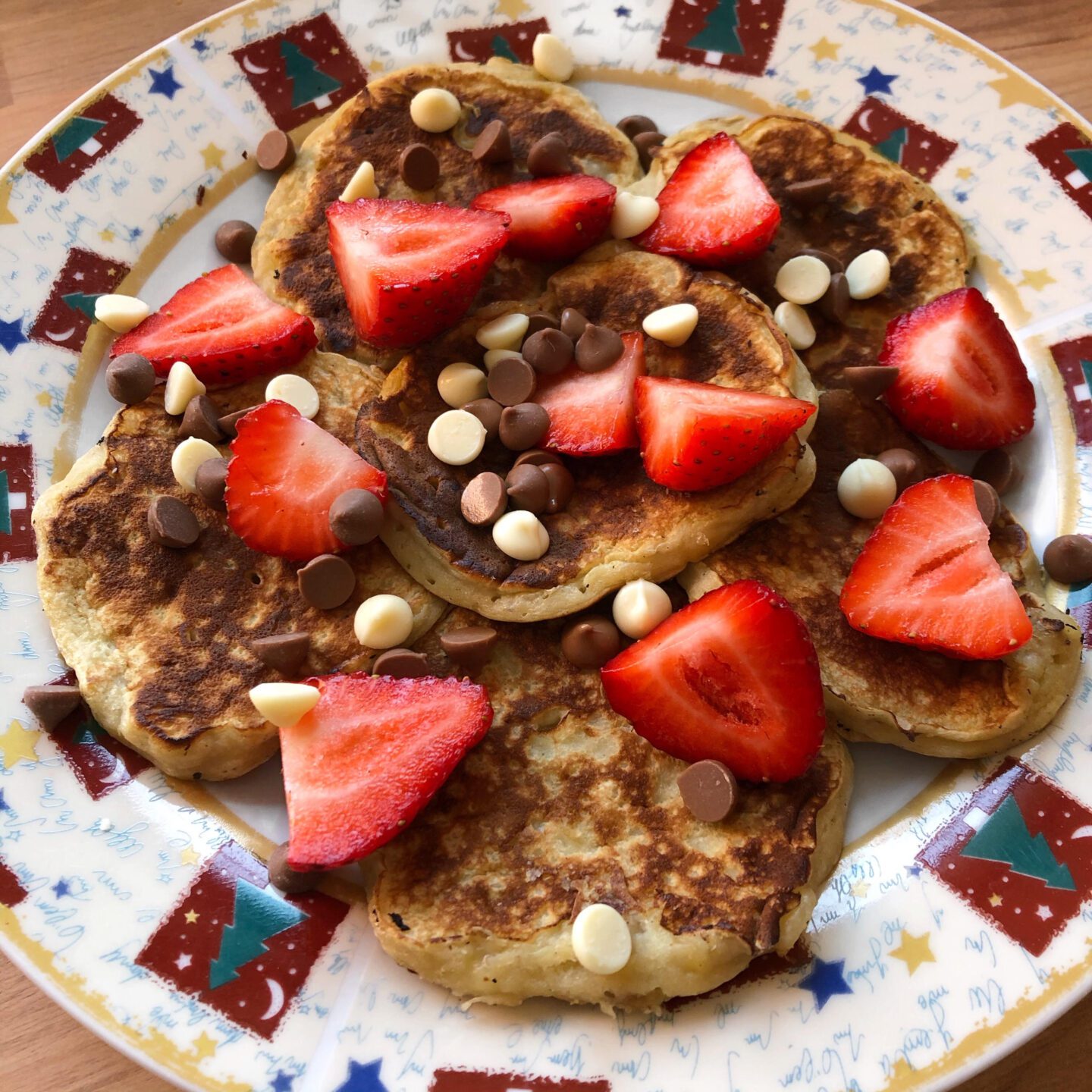 a close up of the pancakes