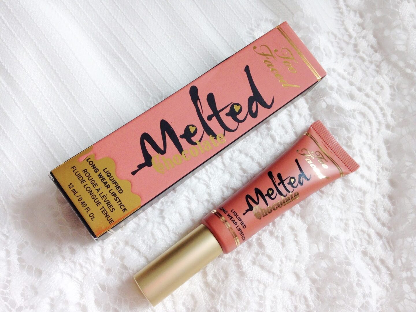 Too Faced melted chocolate melted milkshake next to the box 