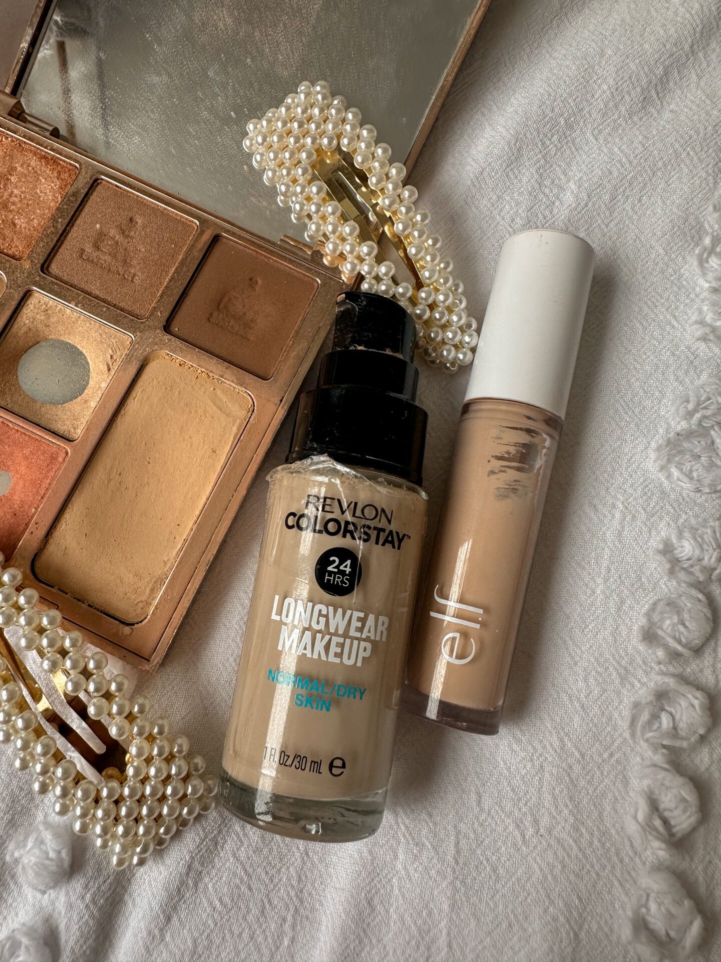 Revlon Colorstay foundation for dry skin and elf hydrating camo concealer for Simple Everyday Makeup Routine